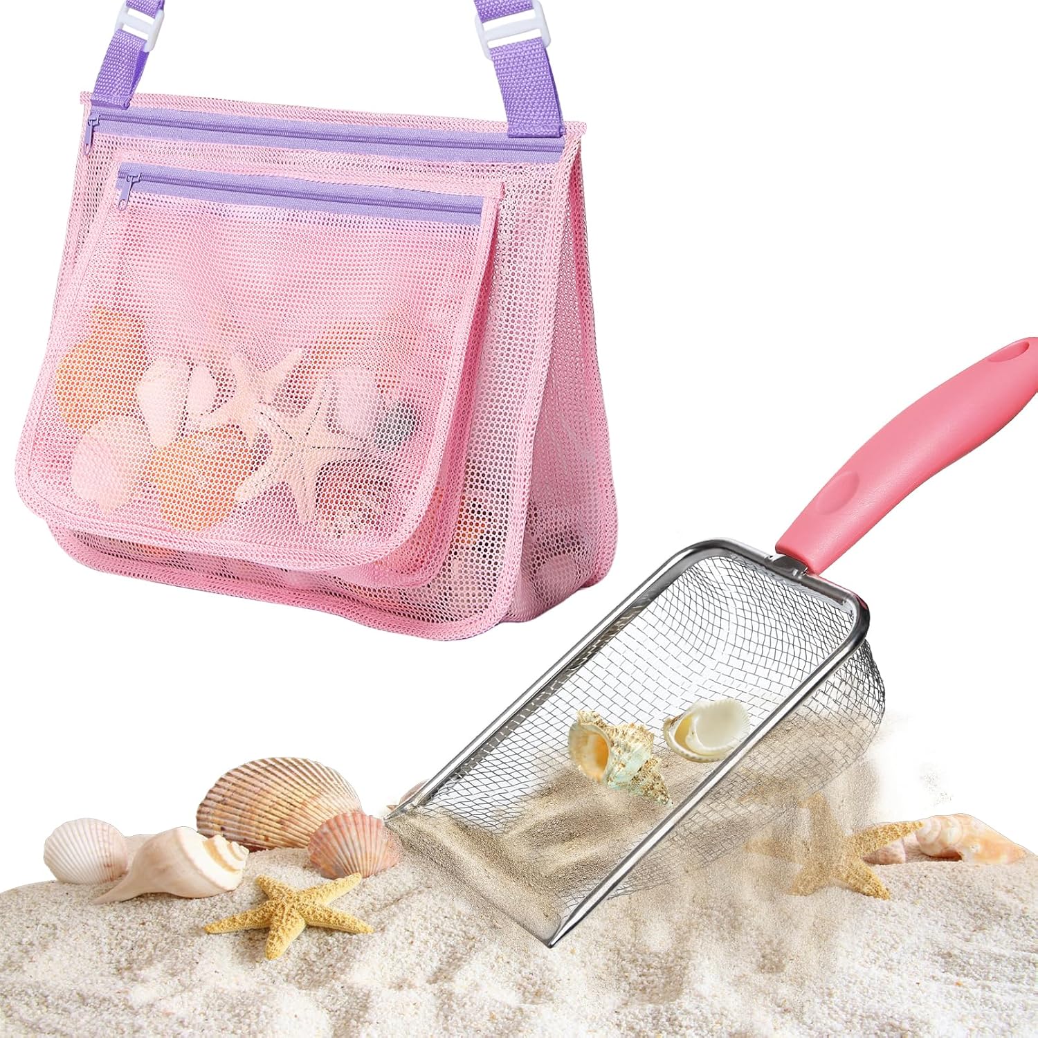 Lidago beach mesh shovel and bag front view