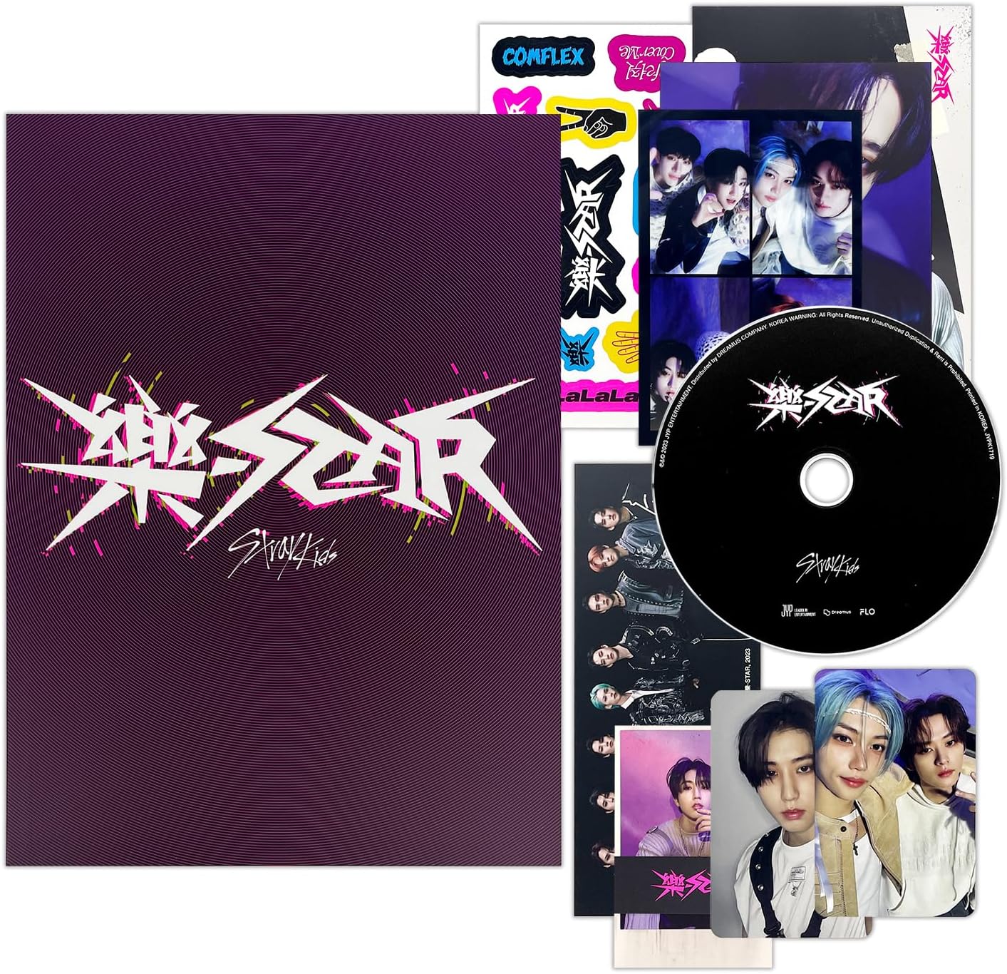 JYP Entertainment Stray Kids Rock Star Limited Star Version Album front cover featuring purple graffiti design