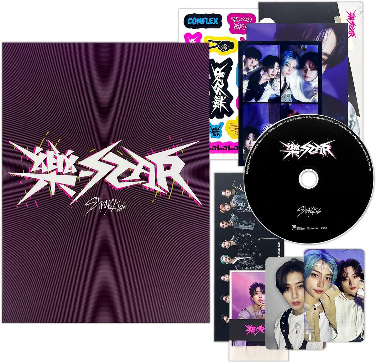 JYP Entertainment Stray Kids Rock Star Limited Star Version Album front cover featuring purple graffiti design