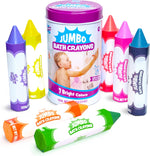 Tub Works Smooth Jumbo Bath Crayons front view showing the metal storage tin and seven colorful pieces.
