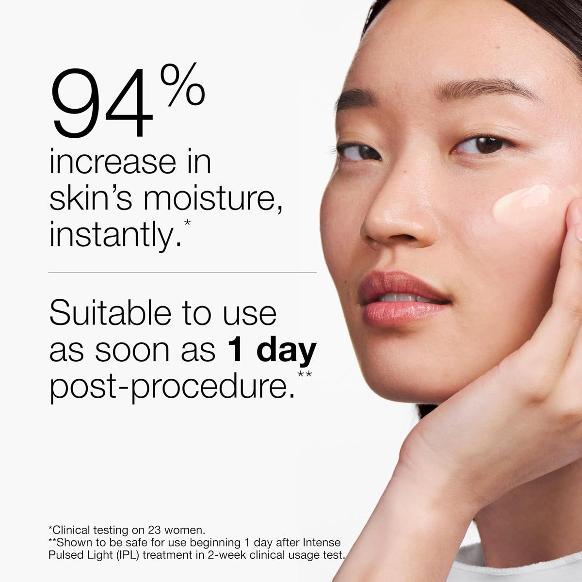 Clinique oil-free facial gel applied on clean skin