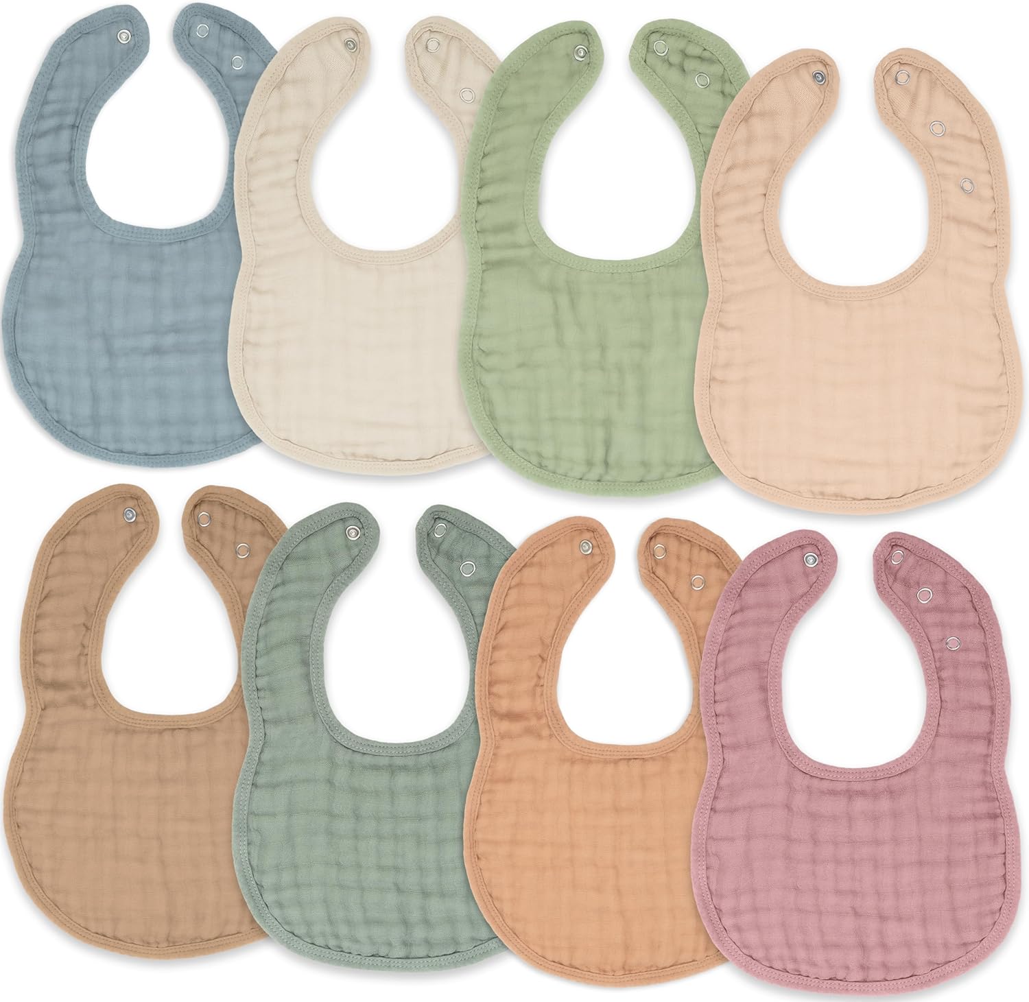 Comfy Cubs muslin baby bibs pack of eight front view