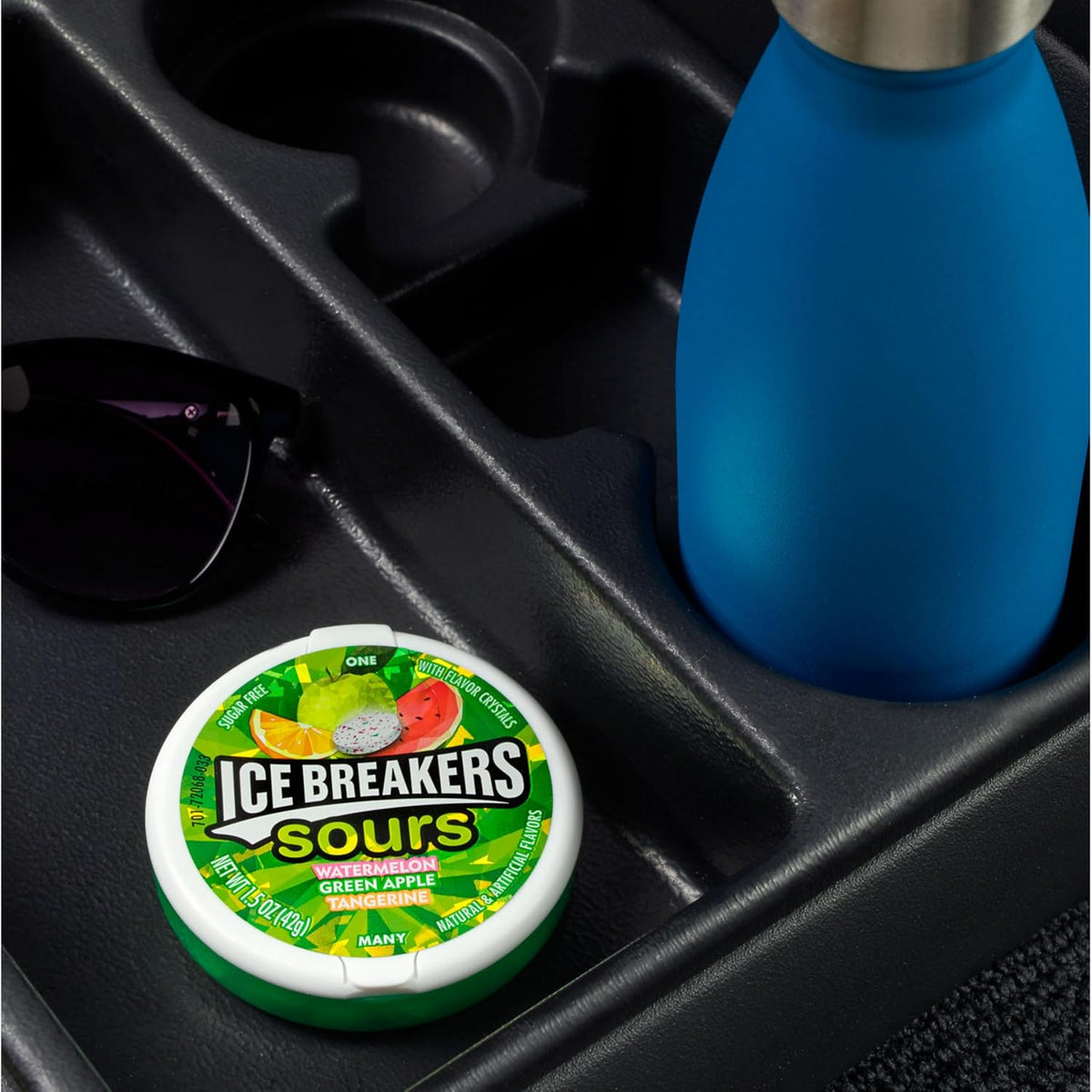 Close up of sugar free confectionery pucks featuring cooling flavor crystals.