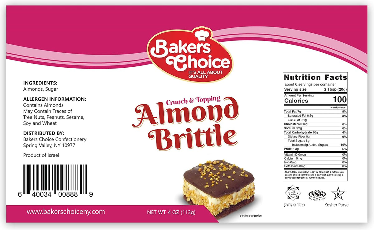 Close-up of the dairy-free almond brittle crunch pieces showing texture and consistency.