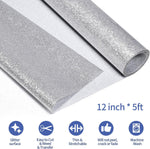 Vinyl Frog silver glitter HTV roll rolled out showing sparkle texture
