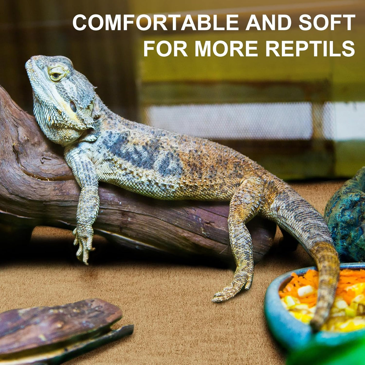Haull washable reptile floor mat being rinsed under cold tap water for cleaning.