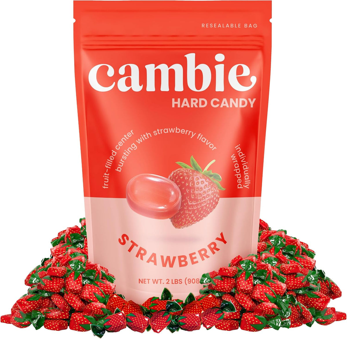 Close up of individually wrapped strawberry bon bons