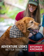 Stormy Kromer red and black plaid pet scarf folded pattern