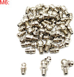 Assorted M6 M8 and M10 zerk fittings arranged by size