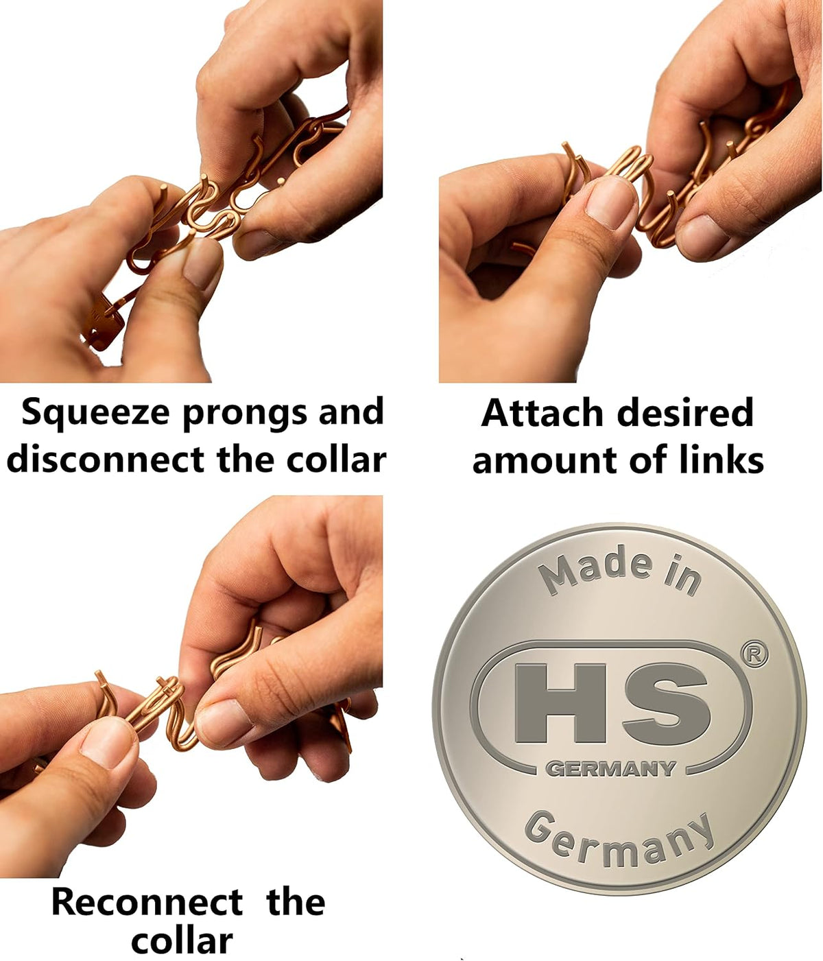 Three piece set of Herm Sprenger imported premium training collar expansion prongs
