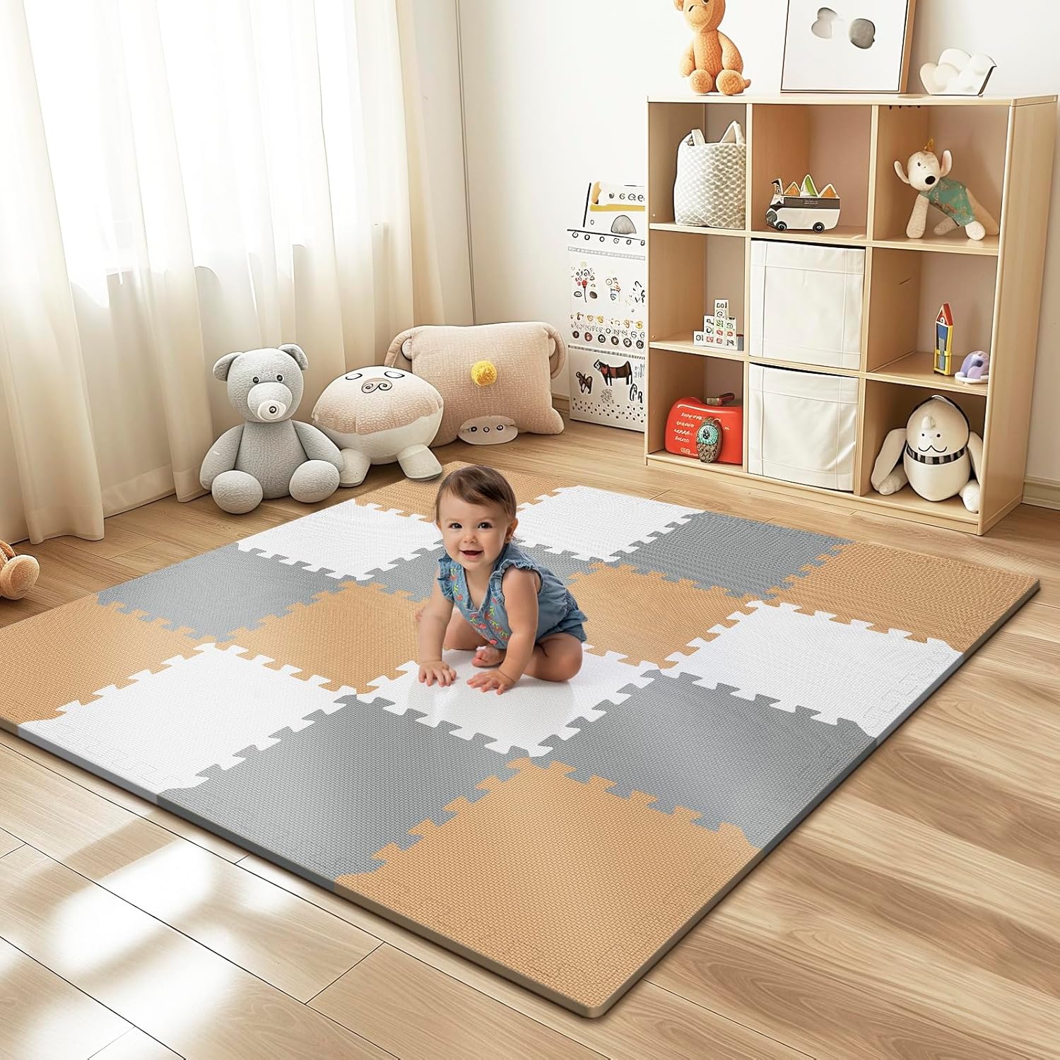 Piglog 16 tile EVA foam baby play mat front view
