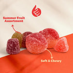 Close up of soft chewy plant based texture jelly candies
