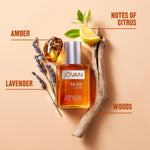 Jovan Musk men aftershave packaging and label details