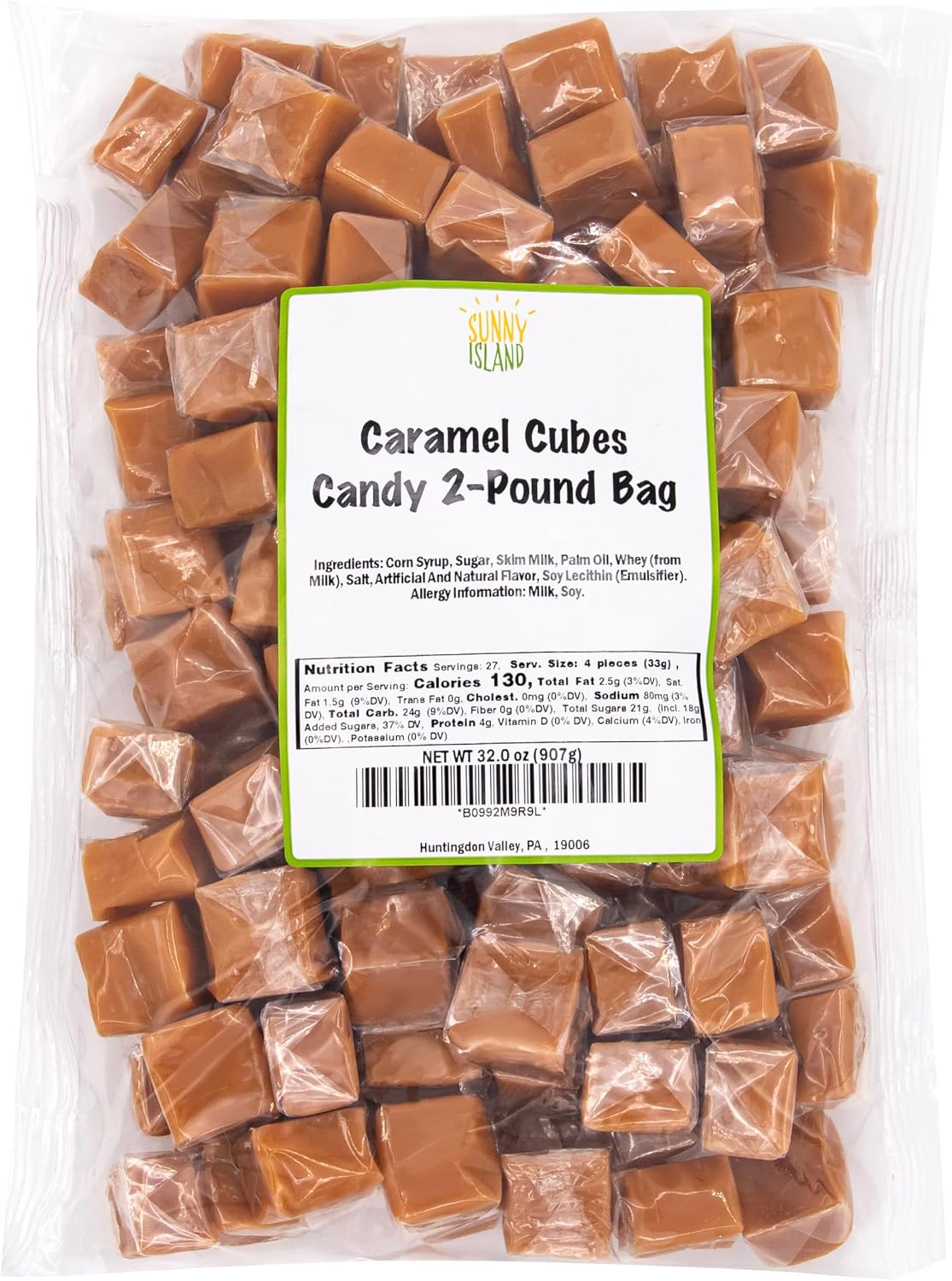 Side view of the authentic imported packaging for iLike! classic buttery caramel sweets.