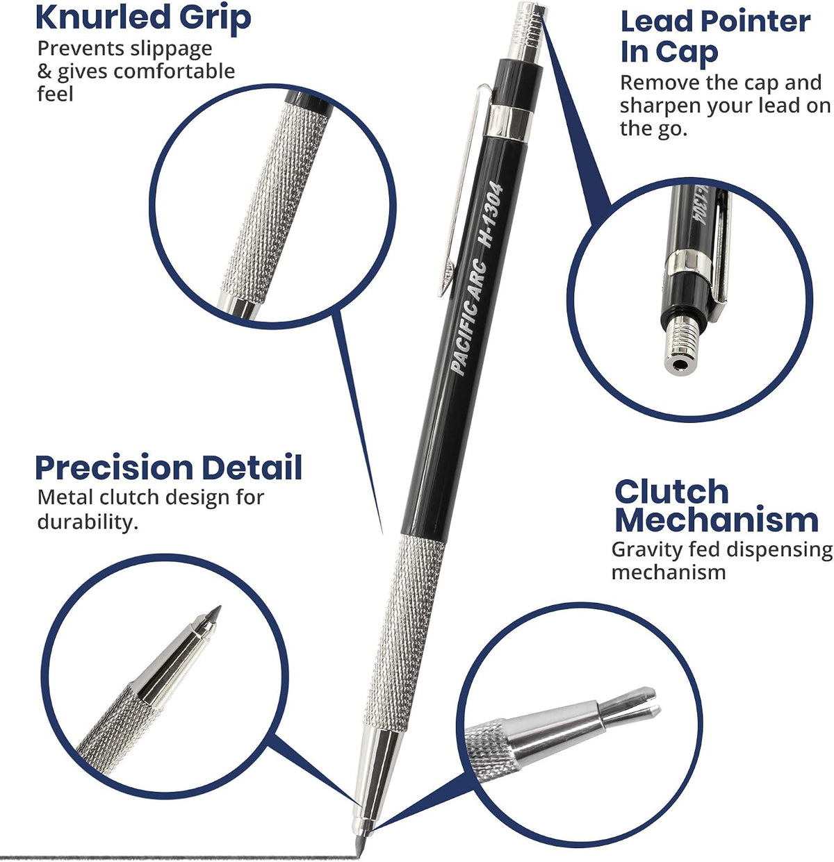 Pacific Arc 2mm drafting pencil showing the integrated cap lead sharpener