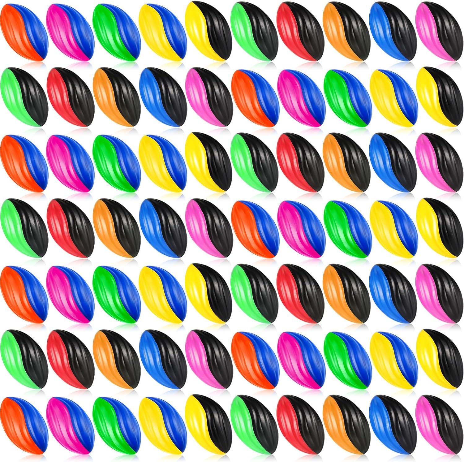 Jerify mini foam footballs pack front view showing assorted colors