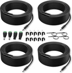 Dianrui DC power extension cable front view showing four black 33 feet cords for home security installation.