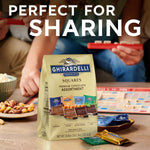 Open bag of Ghirardelli premium chocolate squares for snacking