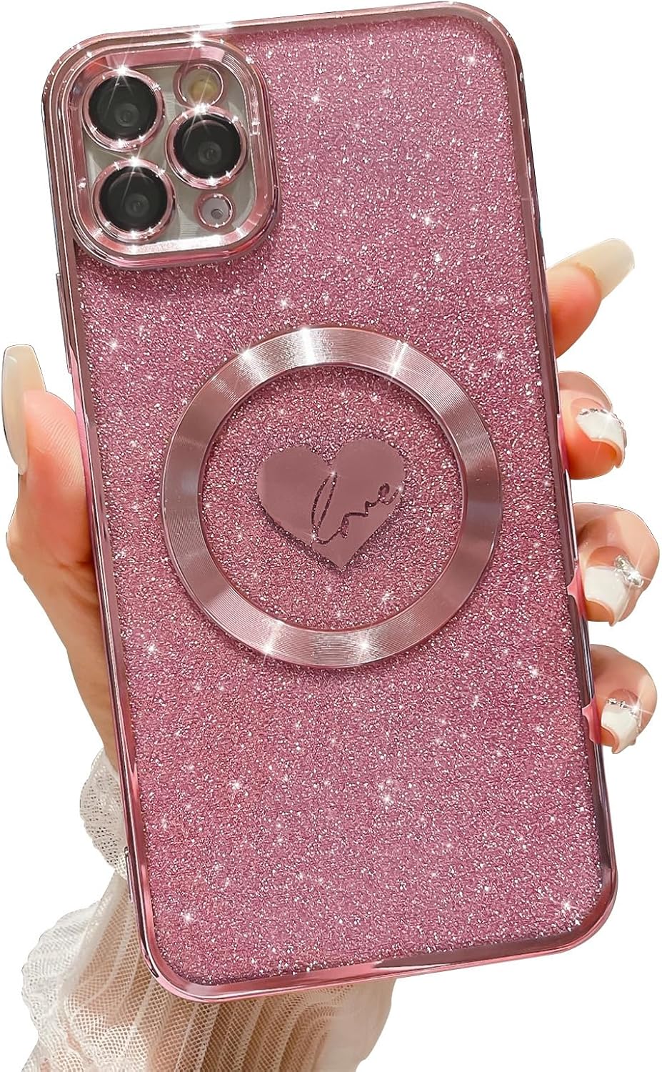 HYUEKOKO iPhone 11 Pro Max case front view pink glitter design