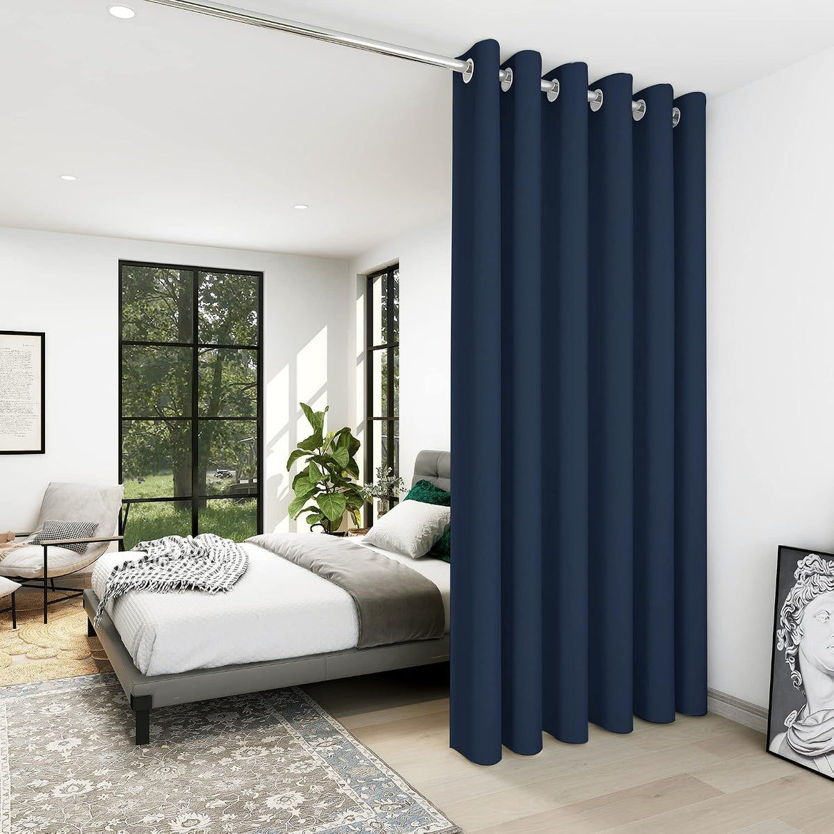 Deconovo Room Divider Curtains for Living Room 84 Inches Long, Door Curtain | Sliding Door Curtain 1 Panel, Wide Blackout Curtain, Privacy Drape for Patio Door, Black, 80 x 84 Inch - Image 14
