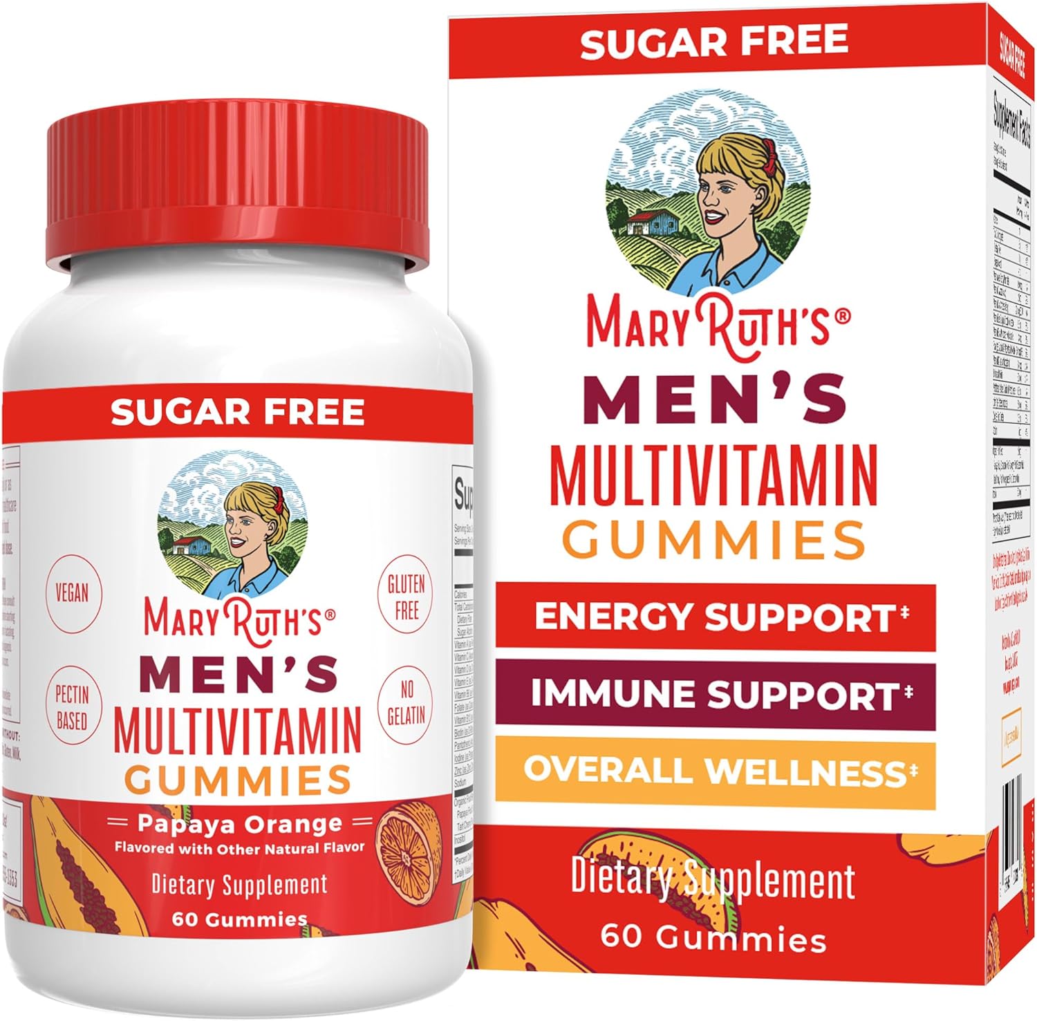 MaryRuth Organics Men's Multivitamin Gummies 60 count front bottle view for daily health