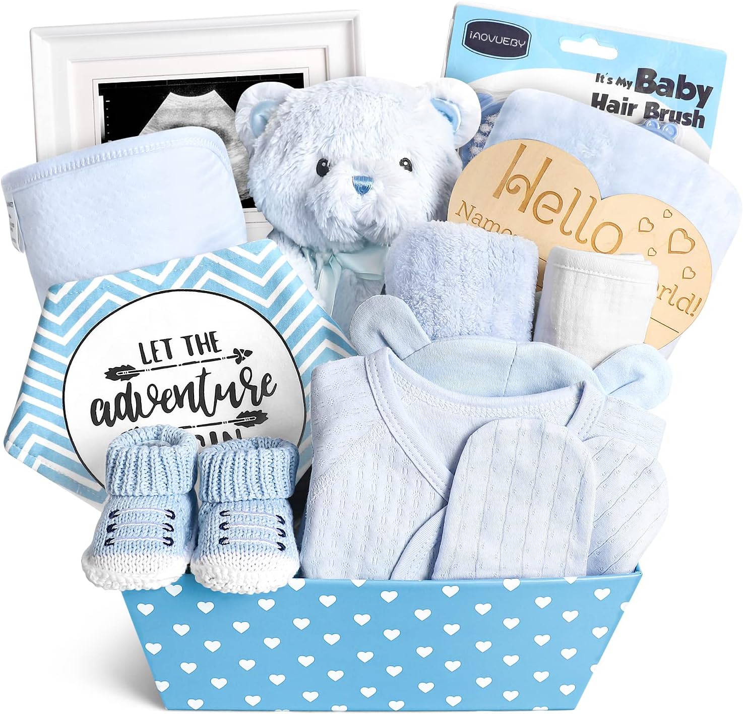 IAOVUEBY 14-piece newborn baby boy gift set front view