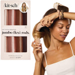 Kitsch Satin Hair Curlers Jumbo Flexi Rod Rosewood front view showing the pack of four heatless rollers.