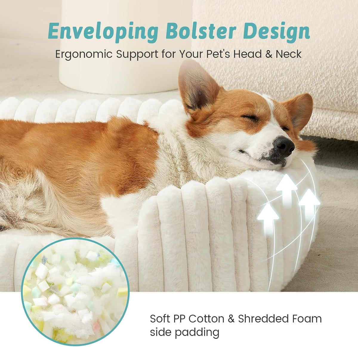 Removable cover feature of Cozy Kiss washable pet bed