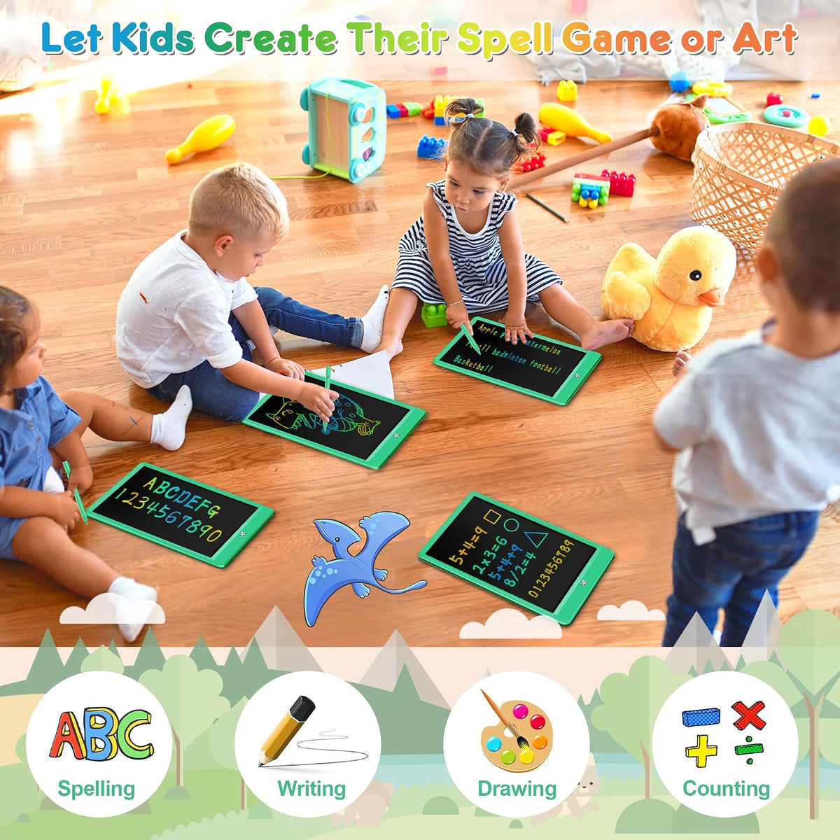 Flueston kids drawing tablet in use by toddler