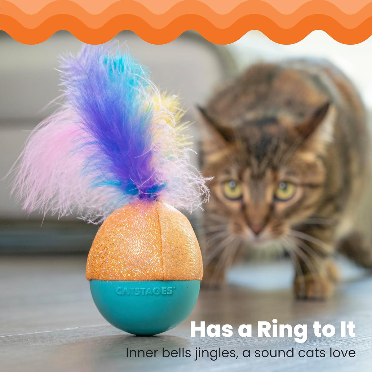 Catstages Whack N Wobble Ball cat playing view