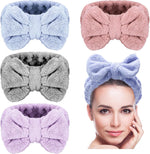 Model wearing Senkary bow headband for face washing