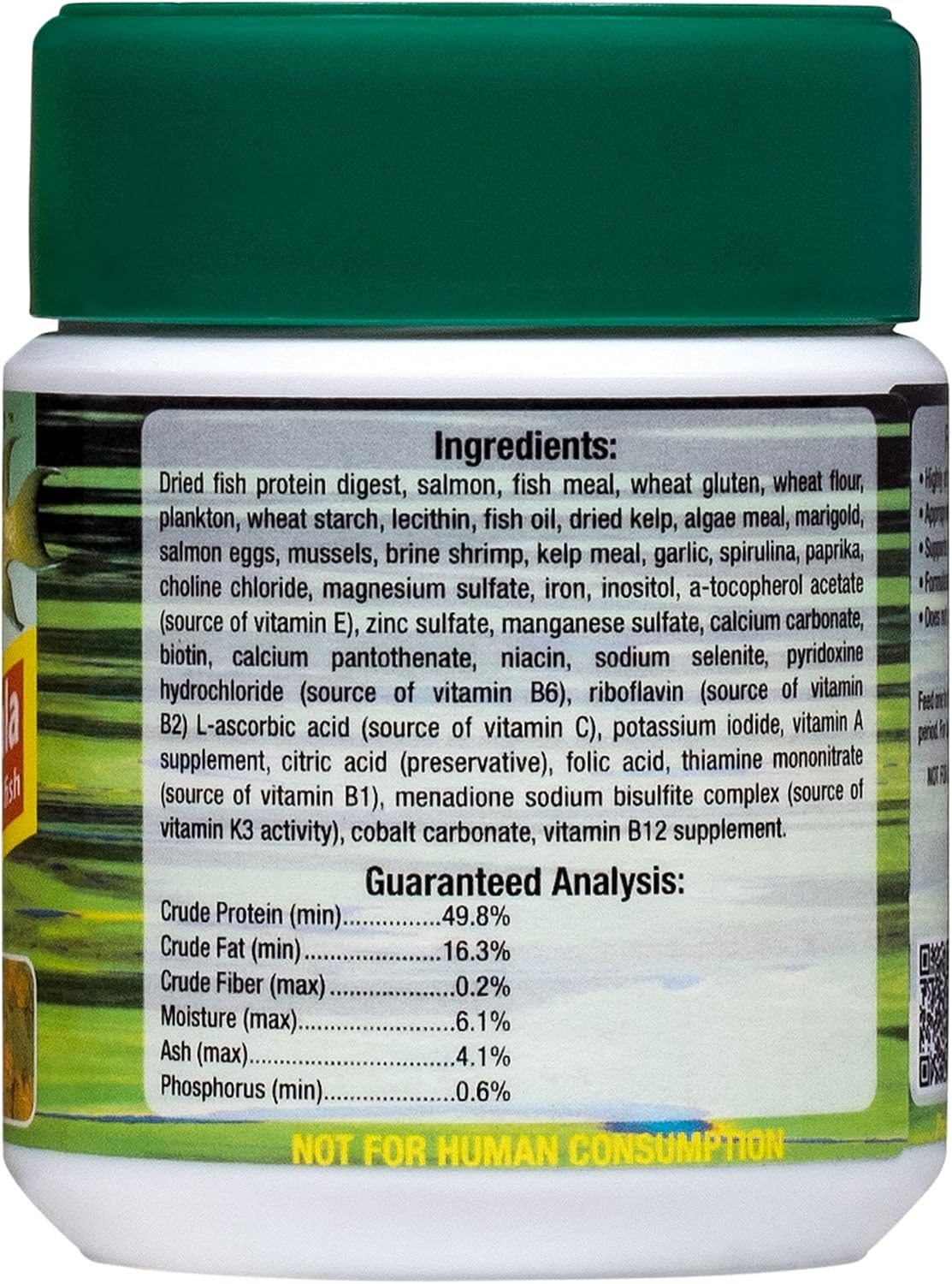 Ocean Nutrition cichlid vegi flake packaging back label