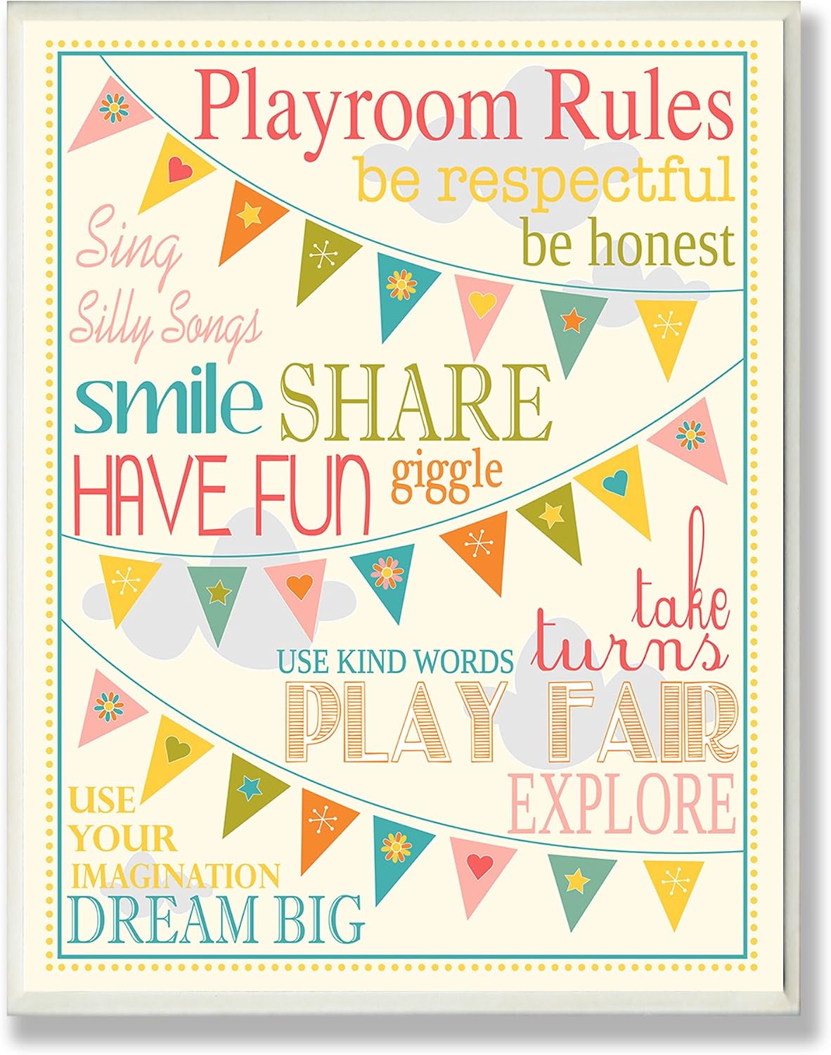Stupell Industries playroom wall plaque displayed in a child room