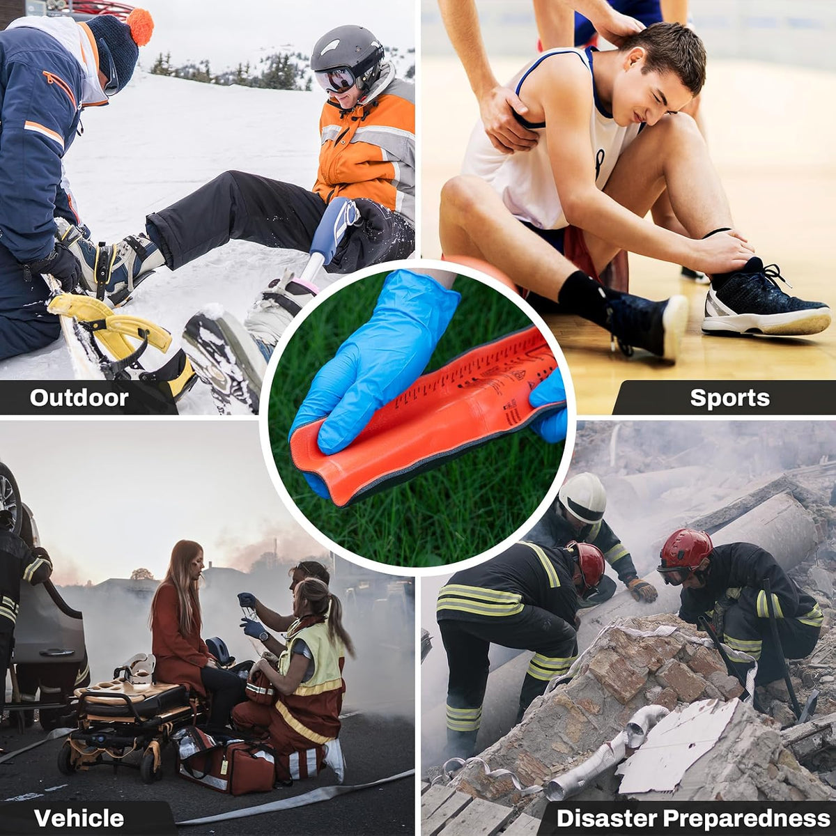 Multi-size splint bundle laid flat on surface