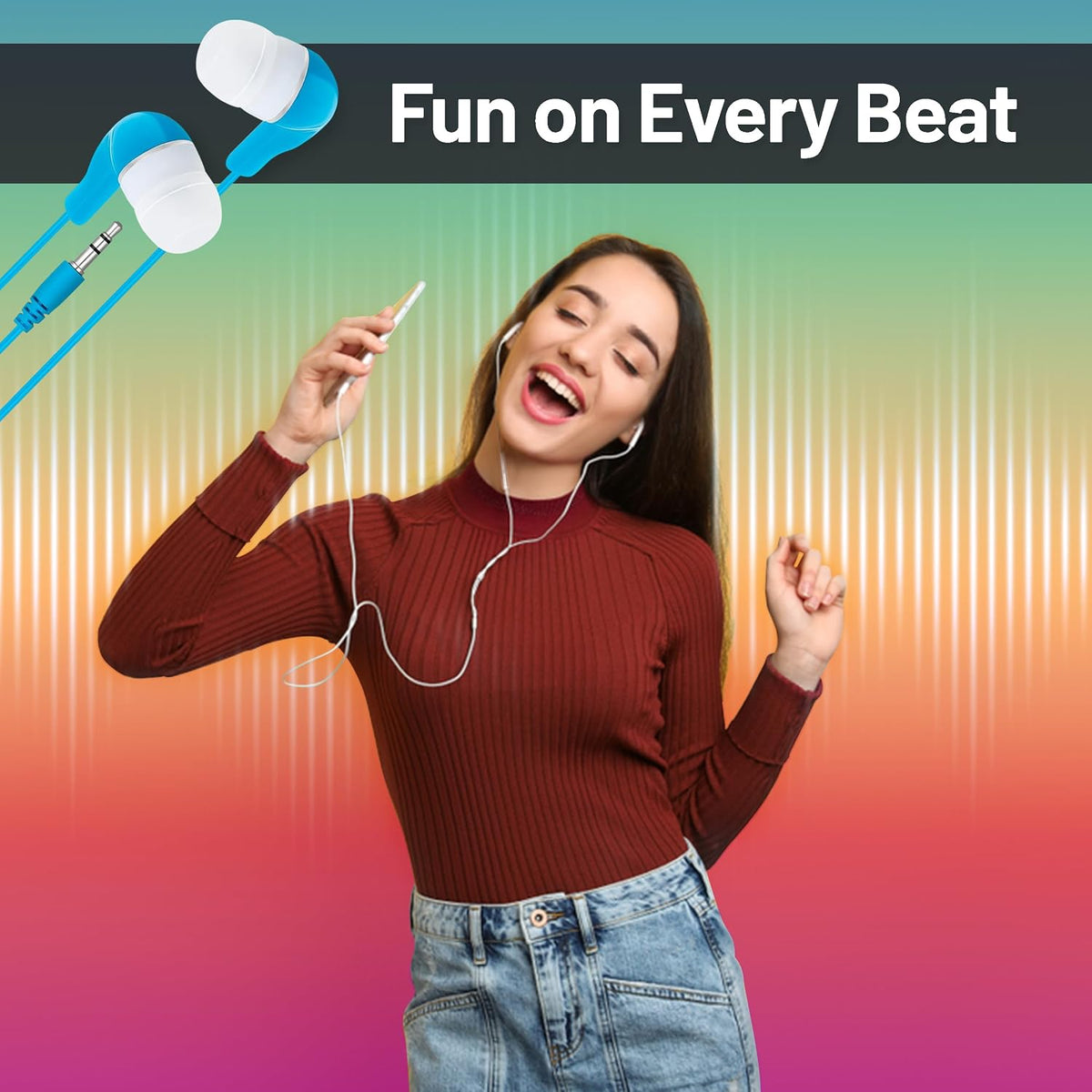 JustJamz Ear Buds Jelly Roll - Pack of 10 Colorful in-Ear Earbuds - Kids Headphones - for Tablets, PC, Laptop, Desktop,Computers and Smartphones - Image 11