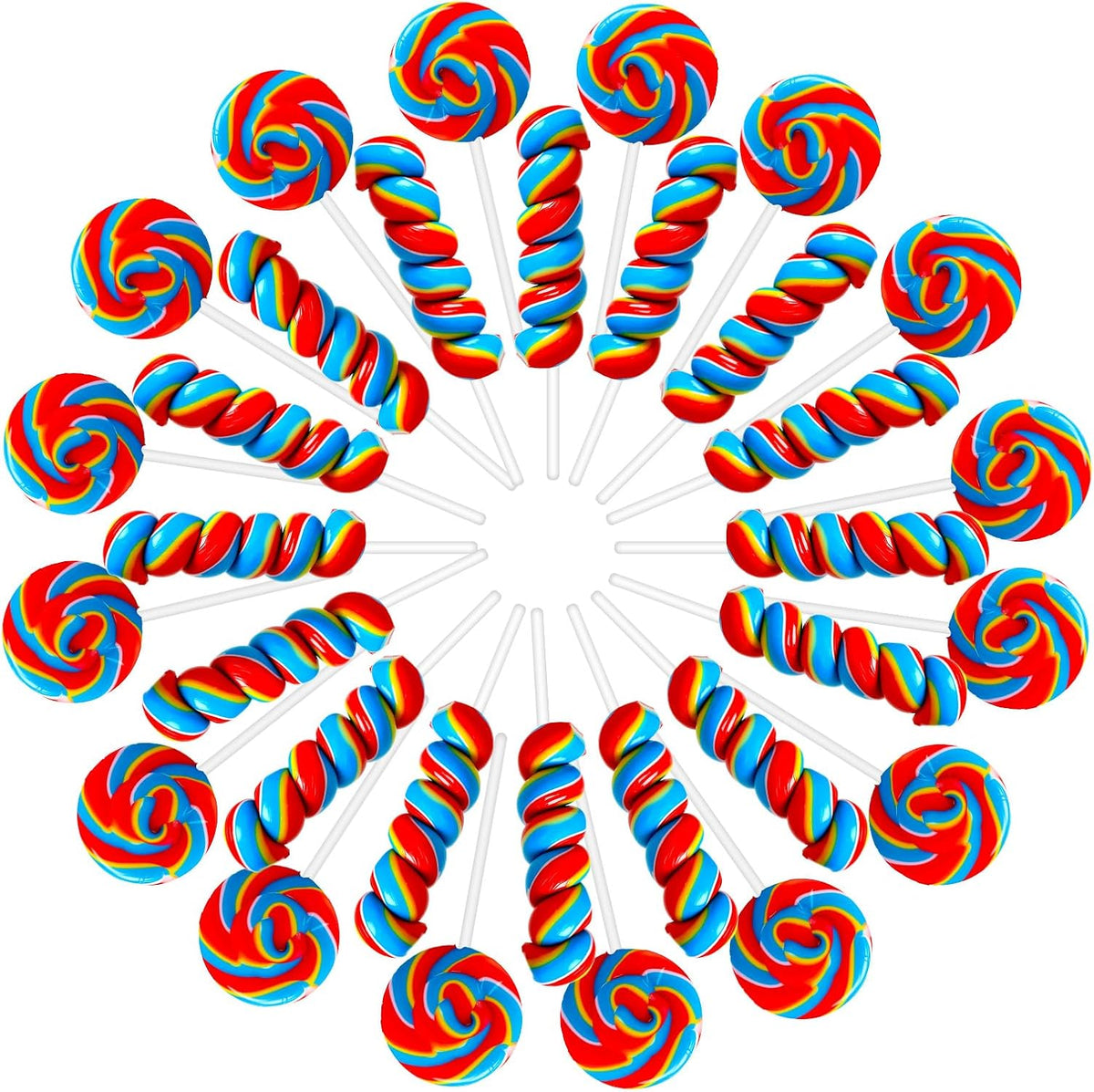 Rainbow Twisty & Swirl Lollipops 32pk (16 swirl &16 twist) Blueberry, Mermaid Lollipop Candy Individually Wrapped Bulk, Unicorn Candy Swirl Lollipops Suckers - Birthday - Image 12