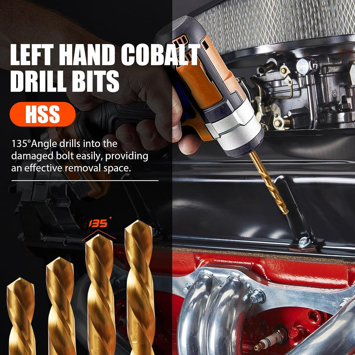 Coobeast left handed drill bits and spiral extractors close up