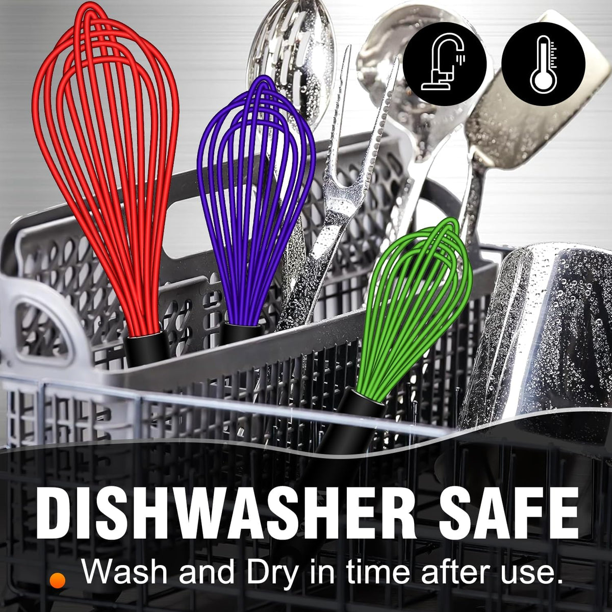 Walfos dishwasher safe wire whisk handle detail