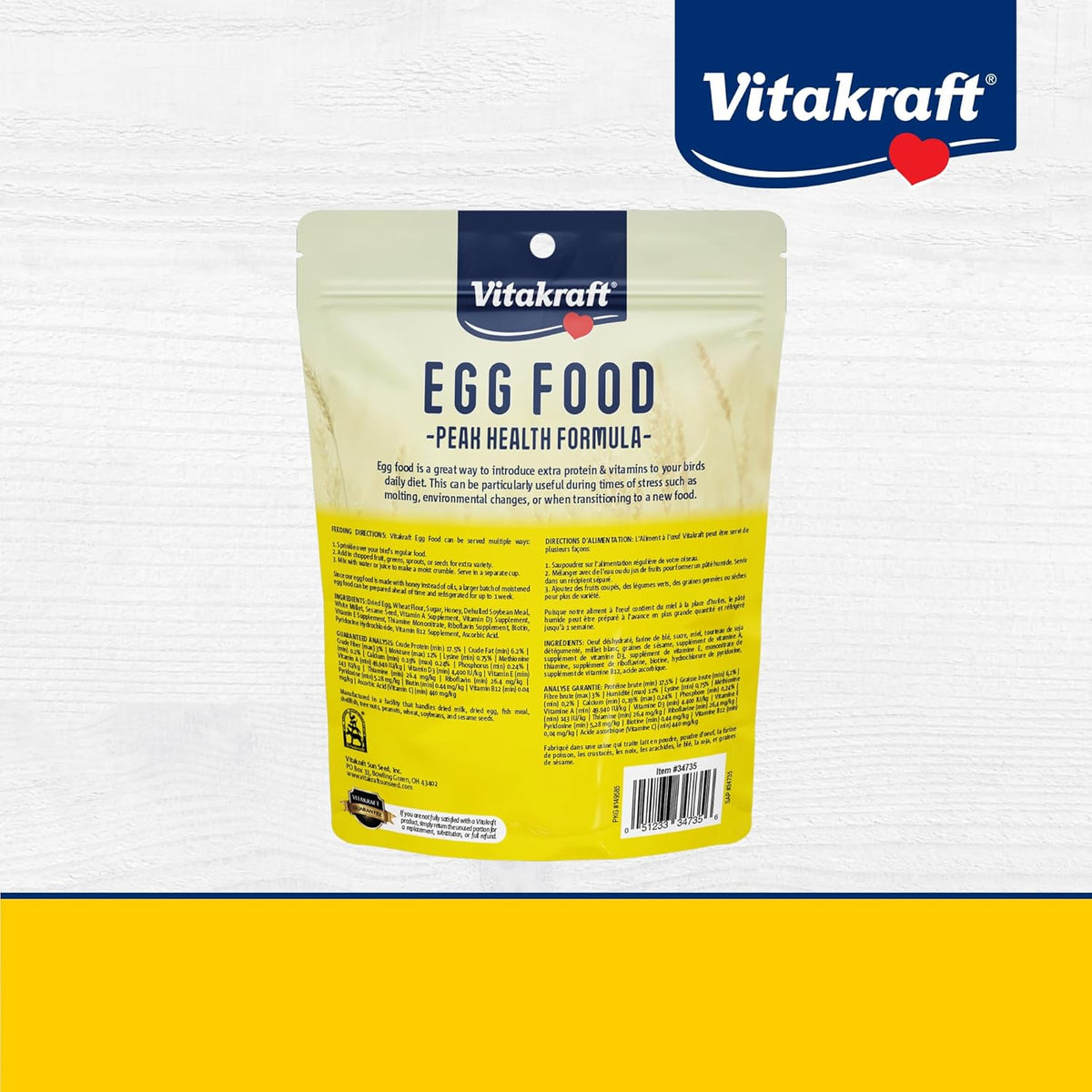 Close up of Vitakraft VitaSmart egg food dry consistency