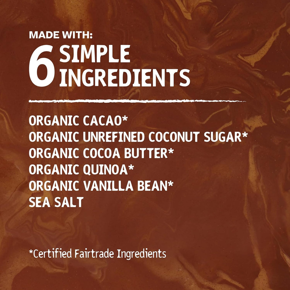 Back label of Hu vanilla crunch bar detailing the unrefined coconut sugar content.