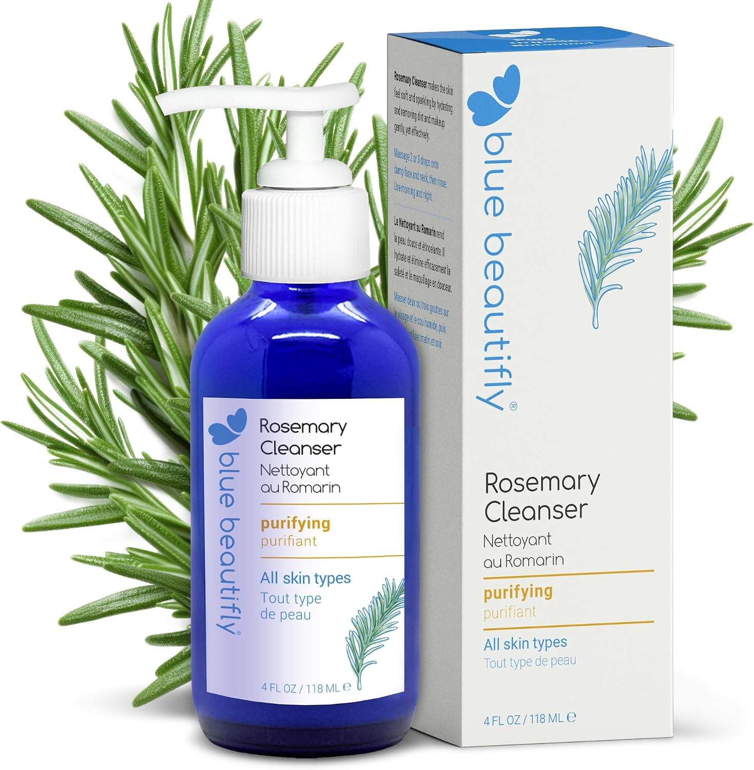 Blue Beautifly Rosemary Deep Pore Cleanser front view bottle