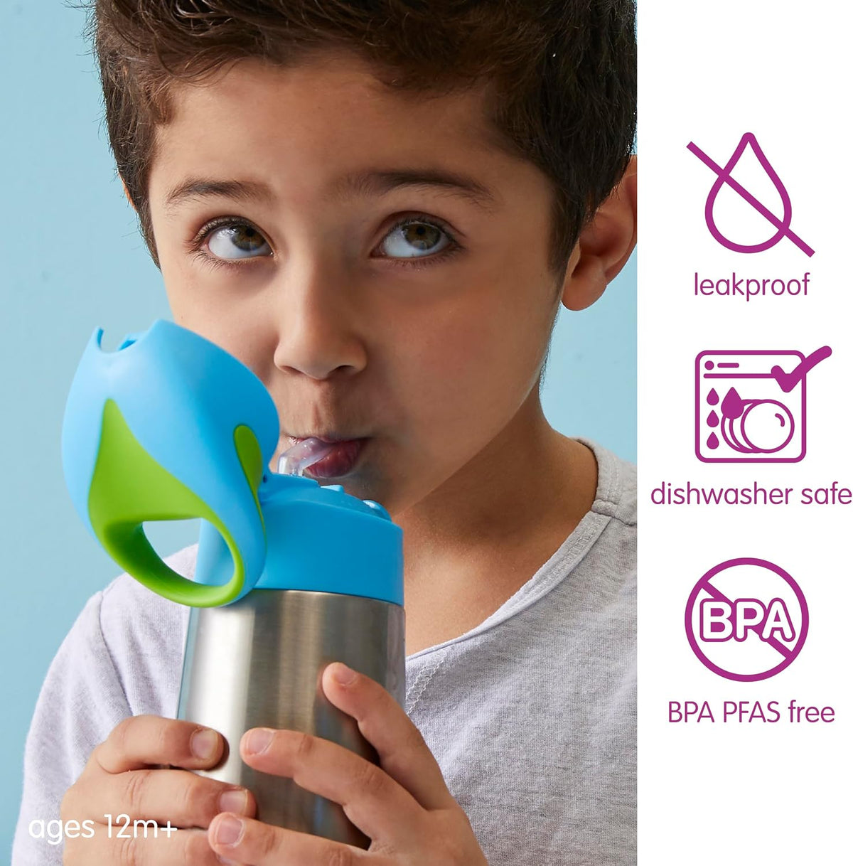 B.box toddler water bottle straw top mechanism