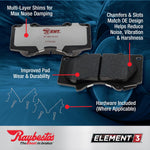 Multi-layer noise-damping shim detail on Raybestos brake pad