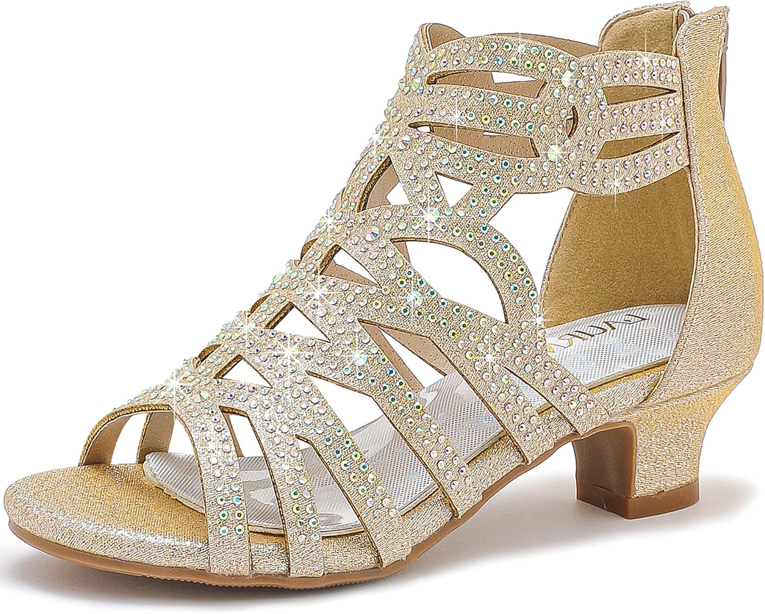 Laurmosa girls sandals front view with glitter finish