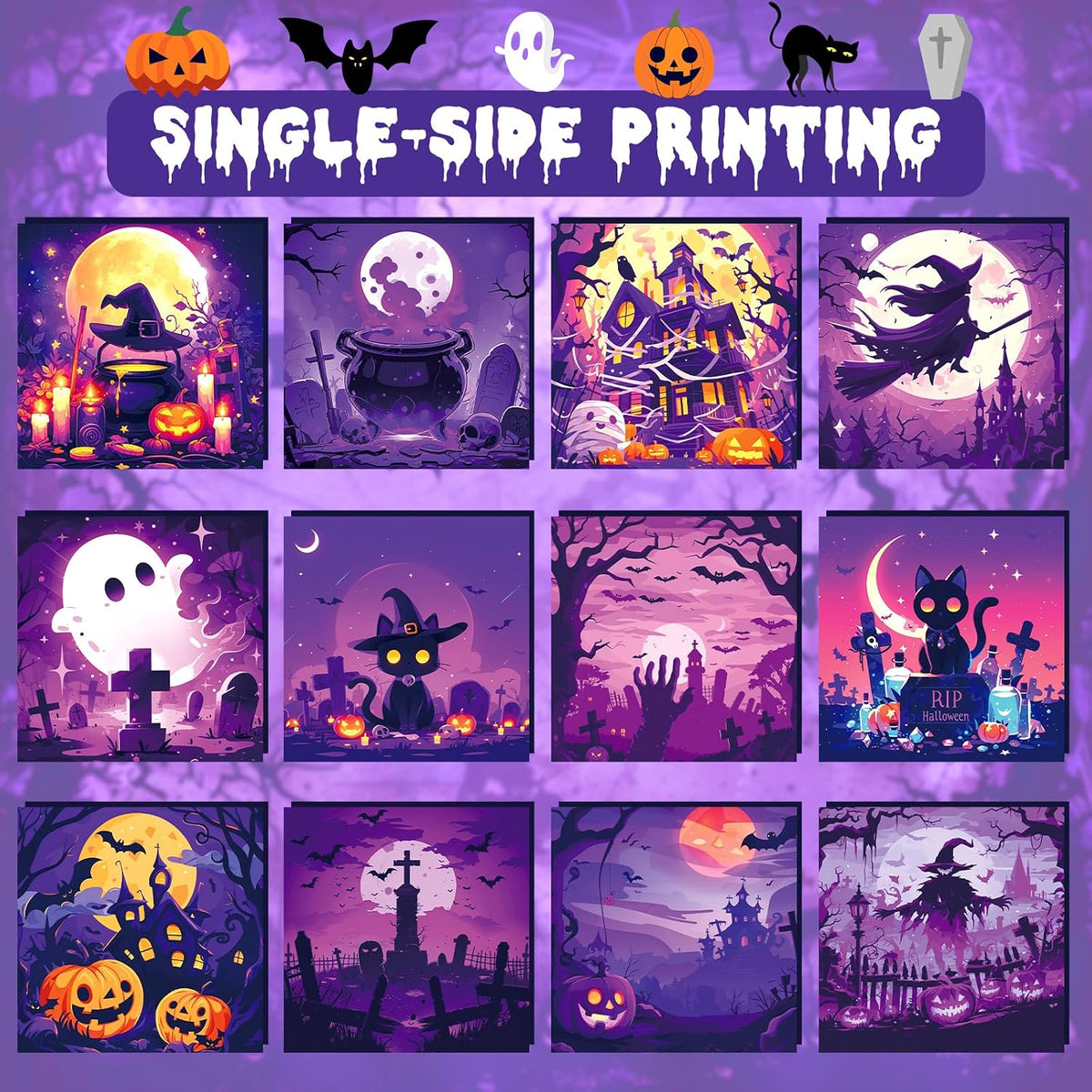 Jubite halloween pattern paper showing ghost and pumpkin designs