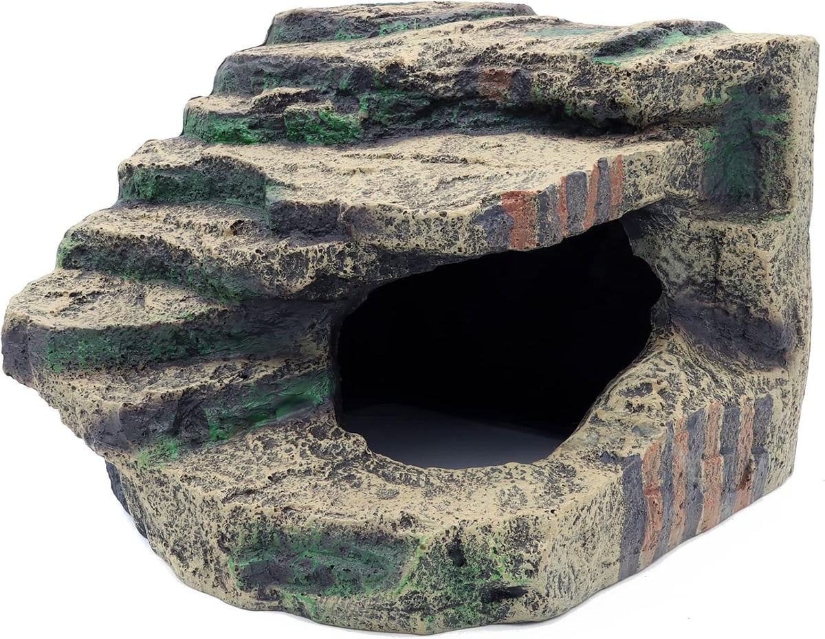 Resin Reptile Hideouts Cave Habitat Decor, B- Extra Large | For Gecko, Leopard Lizards, Toad, Turtle - Image 13
