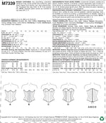 McCall's M7339 pattern details and fabric requirements back view