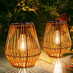 Livinlarge solar lantern front view of handwoven wicker design