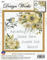 Design Works floral typography cross stitch materials and chart