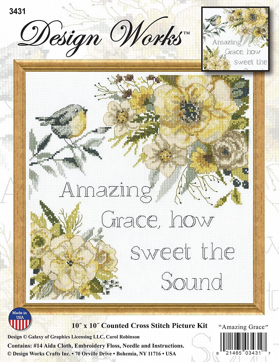 Design Works floral typography cross stitch materials and chart